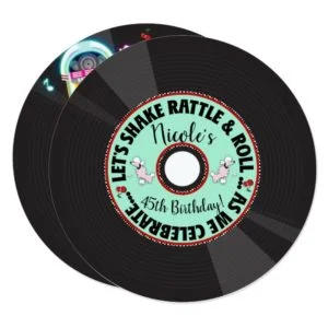 Retro Record 1950'S 50'S Fifties Birthday Party Invitation