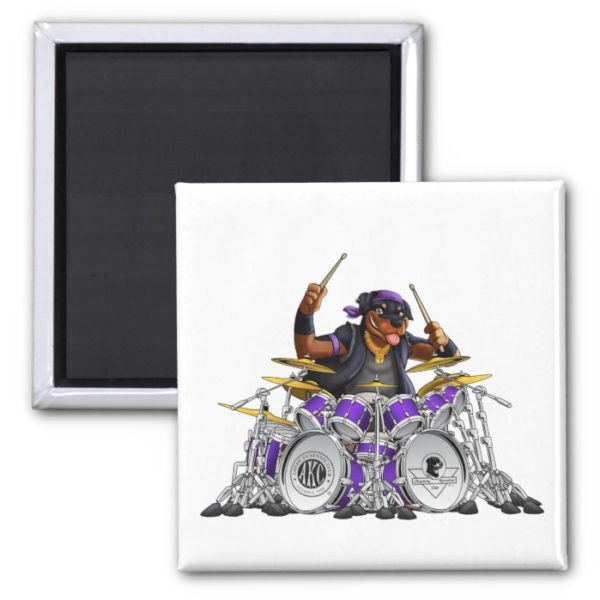 Rockin' Rottie Drummer Magnet