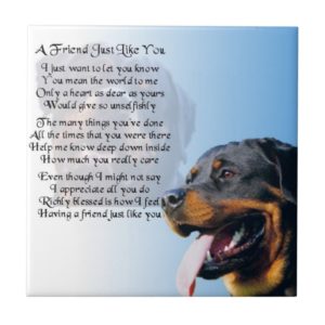 Rottweiler Dog - Friend Poem Tile
