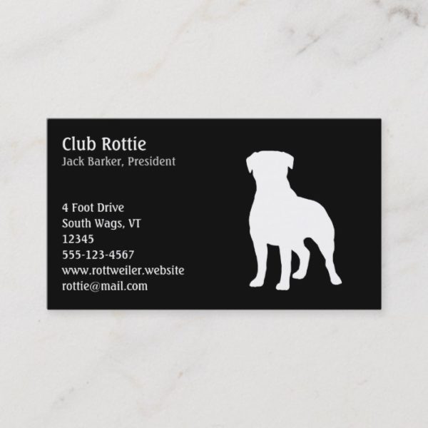 Rottweiler Dog Silhouette Business Card
