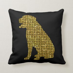 Rottweiler in Gold Sequin Throw Pillow