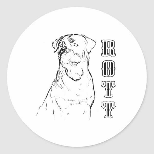 Rottweiler Line Drawing Classic Round Sticker