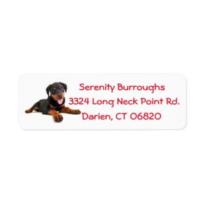 Rottweiler Puppy Dog Red Canine Address Label