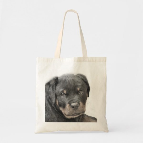 Rottweiler puppy tote bag