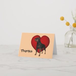 Rottweiler Red Heart Dog Thank You Card
