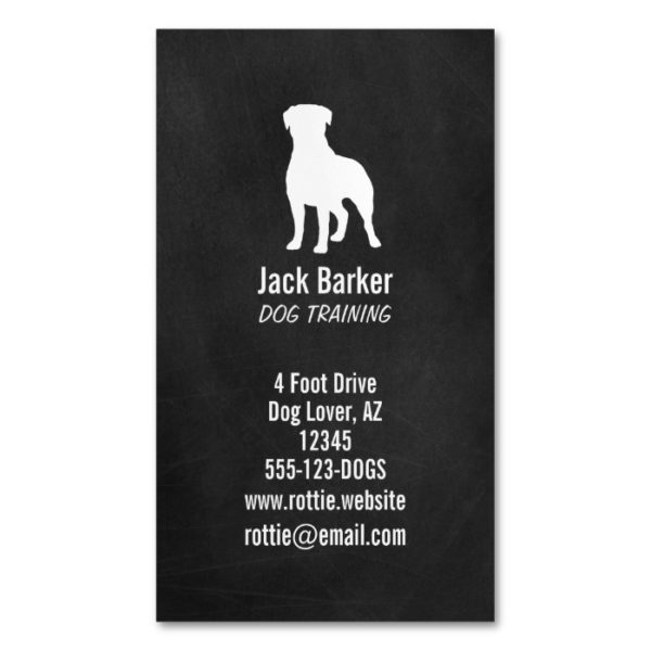Rottweiler Silhouette Chalkboard Style Business Card Magnet