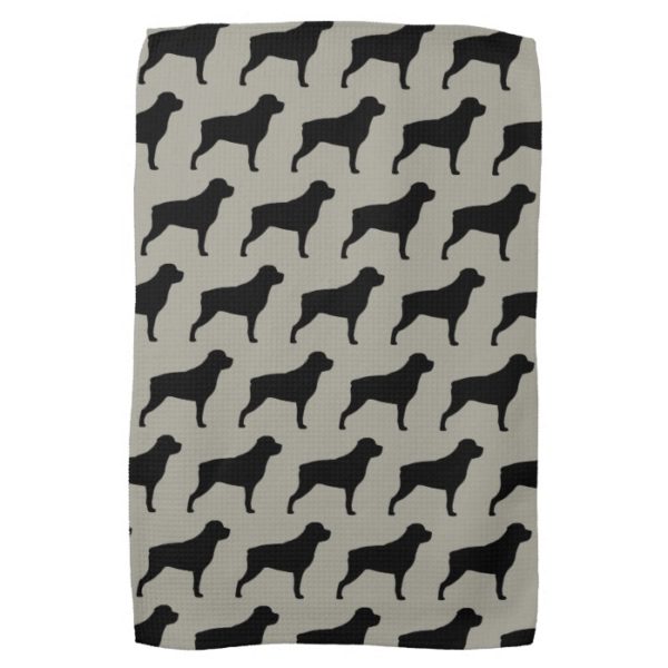 Rottweiler Silhouettes Pattern Grey Hand Towel