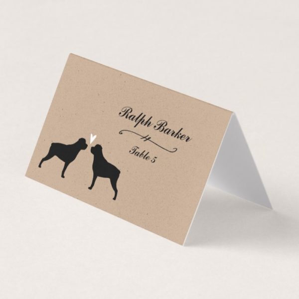 Rottweiler Silhouettes Wedding Place Cards
