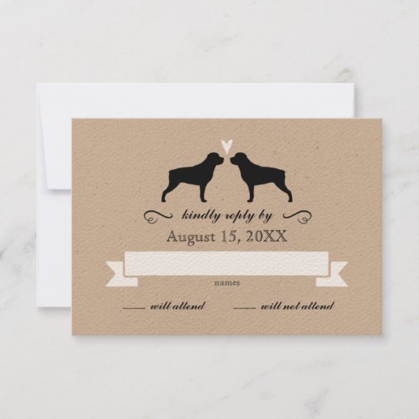 Rottweiler Silhouettes Wedding Reply RSVP