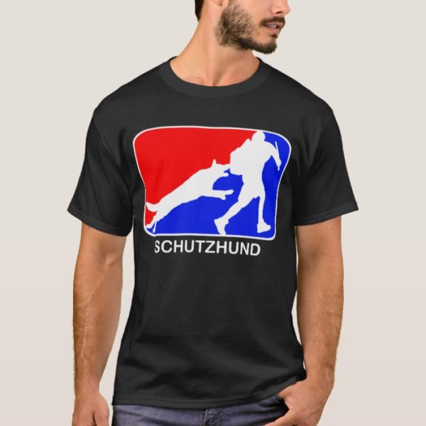 schutzhund  red and blue logo dark t-shirt