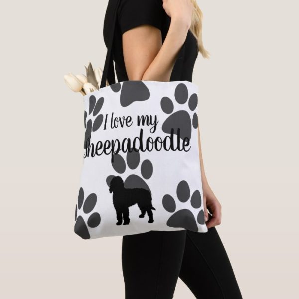 sheepadoodle love tote bag