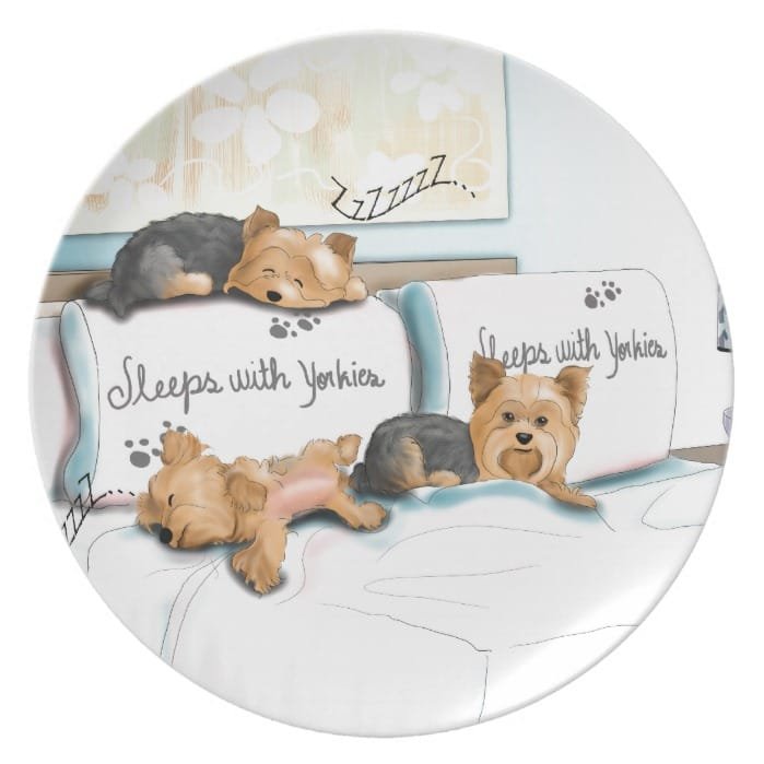 Sleeps with Yorkies by Catia Cho Melamine Plate