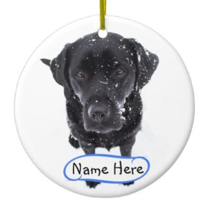 Snow Dog - Black Lab Ceramic Ornament