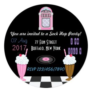 Sock Hop Kids 1950's Rock and Roll Retro Party Invitation