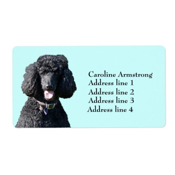 Standard Poodle dog black, custom address labels
