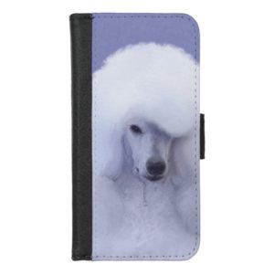 Standard Poodle White Painting - Original Dog Art iPhone Wallet Case