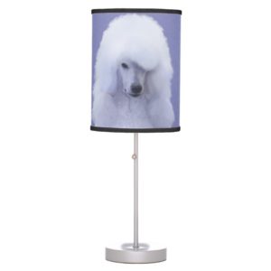 Standard Poodle White Painting - Original Dog Art Table Lamp
