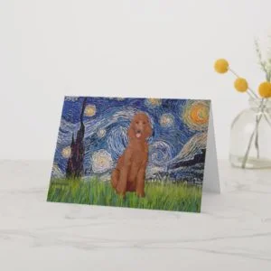 Starry Night - Dark Red Standard Poodle #1 Card