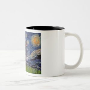 Starry Night - Rottweiler (#6) Two-Tone Coffee Mug