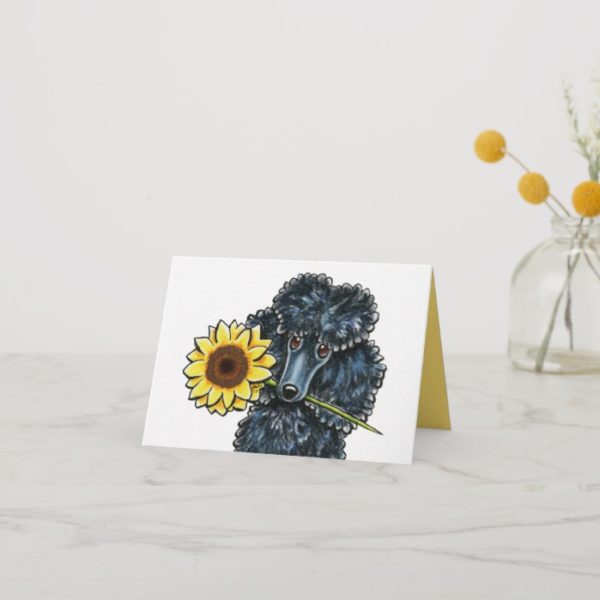 Sunny Black Miniature Poodle Yellow Inside Card
