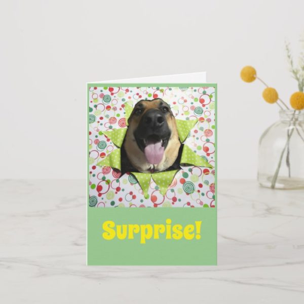 Surprise! German Shepherd Birthday Greeting Card