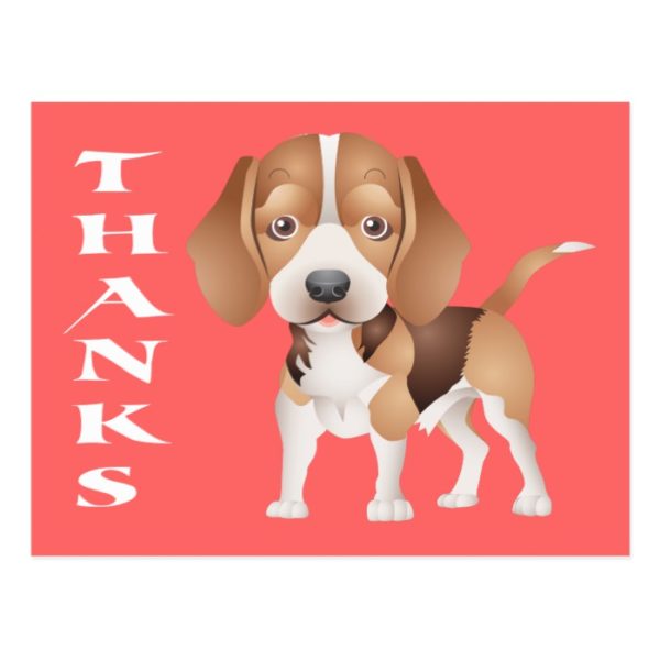 Thank You Beagle Puppy Dog Greeting Post Card