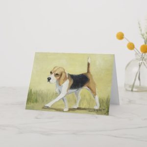 "The Beagle Strut" Dog Art Greeting Card