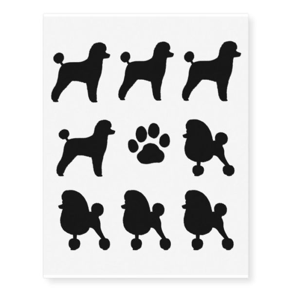 Toy Poodle Silhouettes Temporary Tattoos
