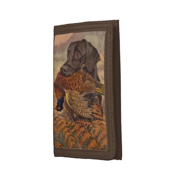 Vintage Chocolate Lab Hunting Trifold Wallet