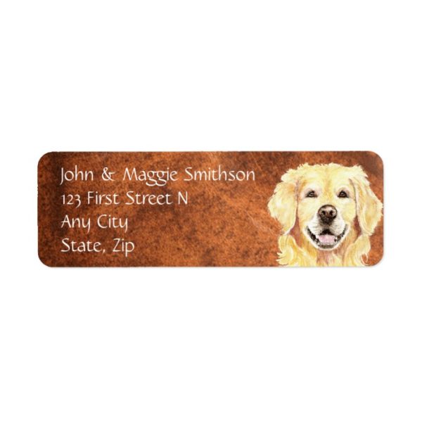 watercolor Golden Retriever Dog Address Label