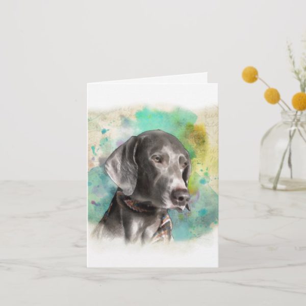 WATERCOLOUR WEIMARANER NOTE CARD WITH ENVELOPE