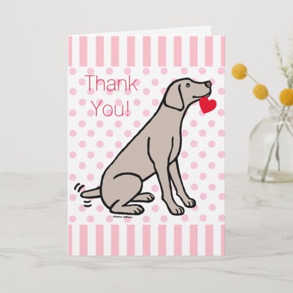 Weimaraner and Heart Thank You Card