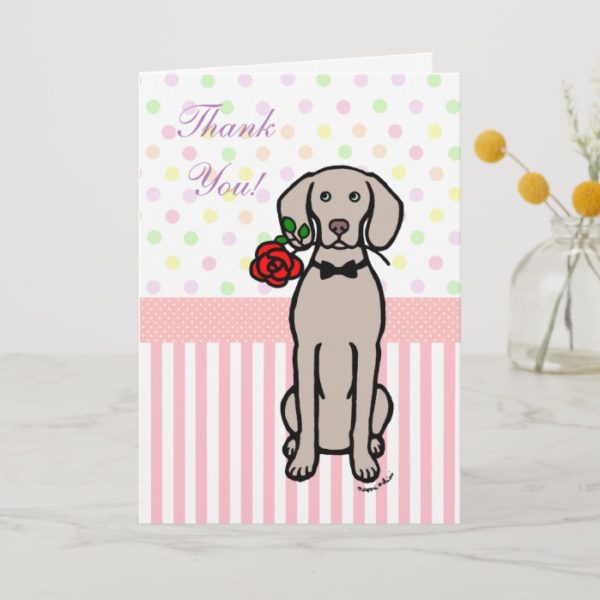 Weimaraner and Rose Thank You Card
