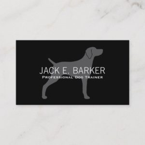 Weimaraner Dog Silhouette Grey on Black Business Card