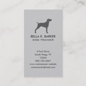 Weimaraner Dog Silhouette Vertical Business Card