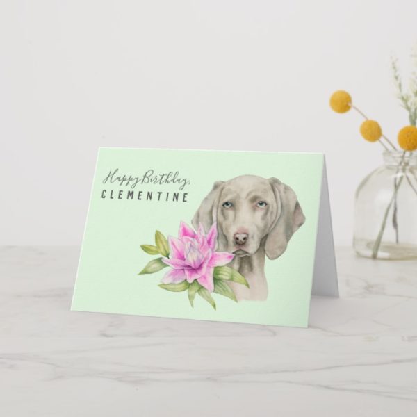 Weimaraner Dog Watercolor Birthday Card