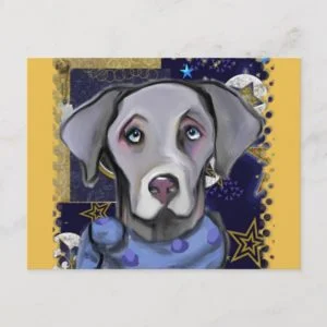 WEIMARANER NEW YEARS DAY HOLIDAY POSTCARD