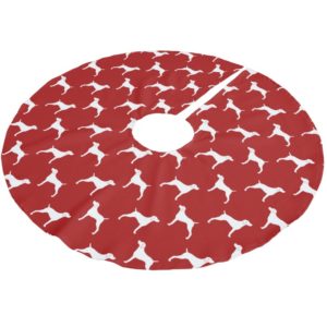 Weimaraner Silhouettes Pattern Red Brushed Polyester Tree Skirt