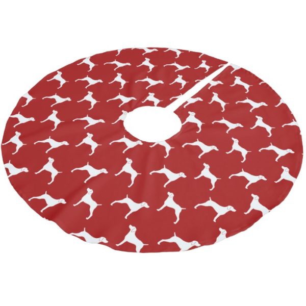 Weimaraner Silhouettes Pattern Red Brushed Polyester Tree Skirt