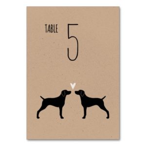 Weimaraner Silhouettes Wedding Table Card
