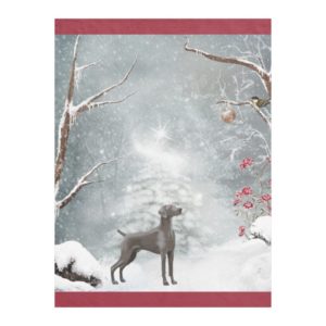 Weimaraner Winter Wonderland Fleece Blanket "30x40