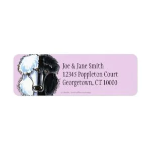 White & Black Standard Poodles Label
