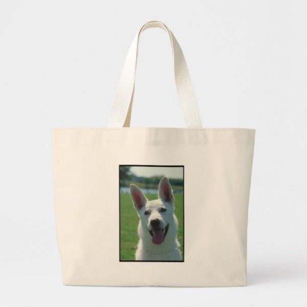 White German Shepherd Dog Large Tote Bag