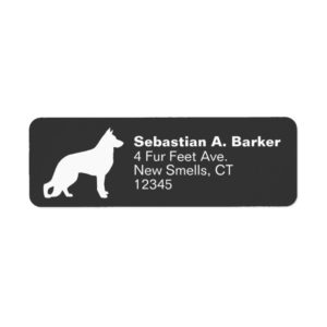 White German Shepherd Dog Silhouette Custom Label