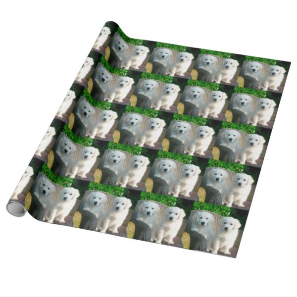 White Golden Retriever Dogs Sitting in Fiber Chai Wrapping Paper