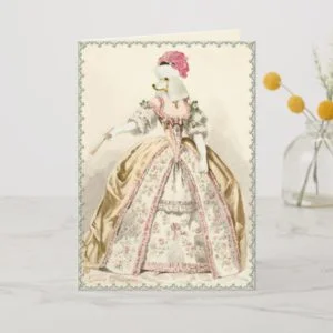 White Poodle Marie Antoinette French Fashion Card