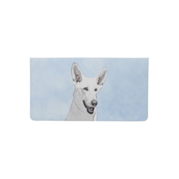 White Shepherd Painting - Cute Original Dog Art Checkbook Cover
