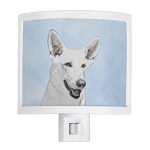 White Shepherd Painting - Cute Original Dog Art Night Light