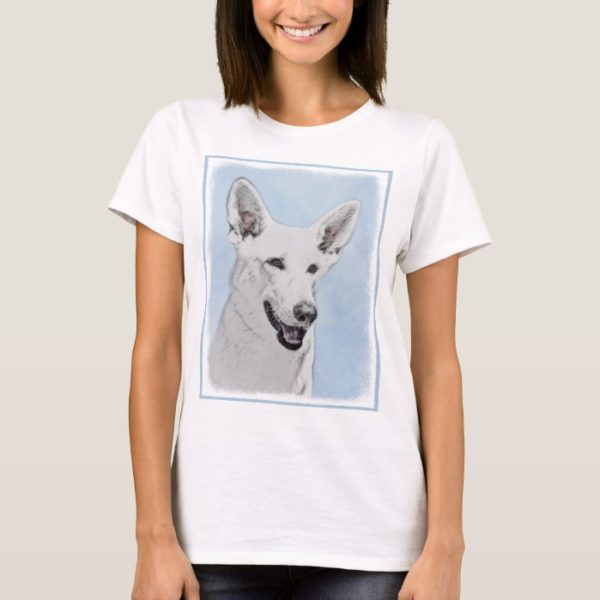 White Shepherd Painting - Cute Original Dog Art T-Shirt