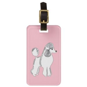 White Standard Poodle Pink Custom Luggage Tag